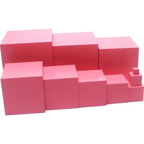Dental house Montessori Materials Wooden Toys Pink Tower 1-10CM Pink Cubes Solid Beech Wood Toddler Early Preschool Educational