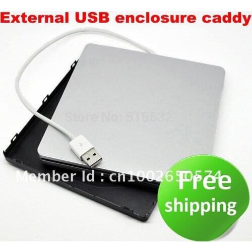 SILVER WHITE Super External USB enclosure caddy case for MacBook 9.5mm 12.7mm SATA superdrive