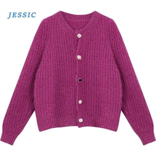 JESSIC Short Outer Wear Cardigan Sweater Women 2020 Autumn And Winter New Korean Style Shiny Loose Retro Western Style Knitted