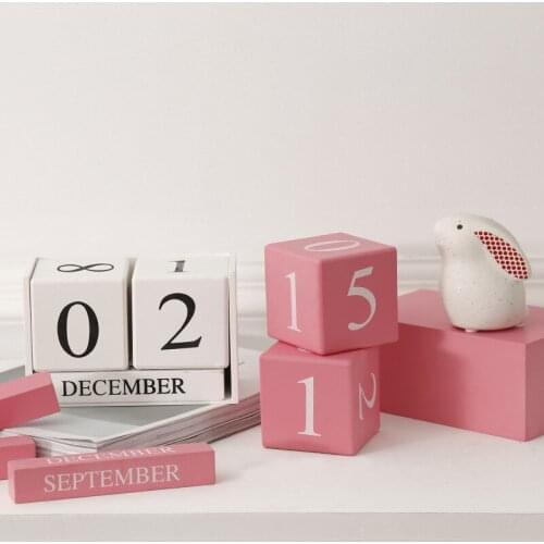 Vintage Wooden Perpetual Calendar Eternal Blocks Month Date Display Desktop Accessories Photography Props Home Office Decoration