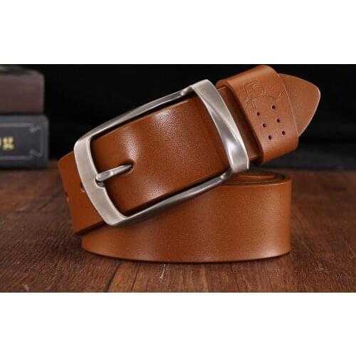 FURONG High Quality Vintage Leather Belt Men Casual Belts Cow Genuine Leather Fashion Belt Luxury Brand Casual Solid 2019 Belt