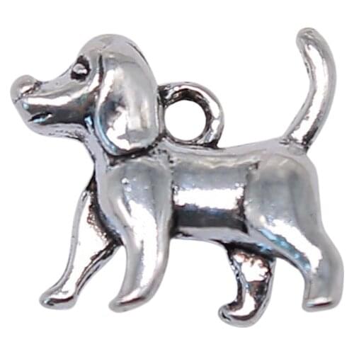 WYSIWYG 5pcs 15x14x5mm Dog Pendants Charm Antique Silver Color 3D Dog Charm Pendant 3D Cute Dog Pendant