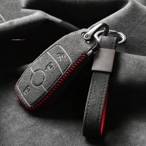 Suede Leather For Mercedes Benz A B G S E C Car Key Chain Remote Control Set W205 W213 C217 W177 W247 C257 W167 W463