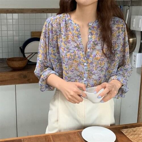 Alien Kitty Korean Chic Fashion Florals Chiffon Summer 2020 Hot Streetwear Loose Leisure Retro Sweet Thin Fairy Female Shirts