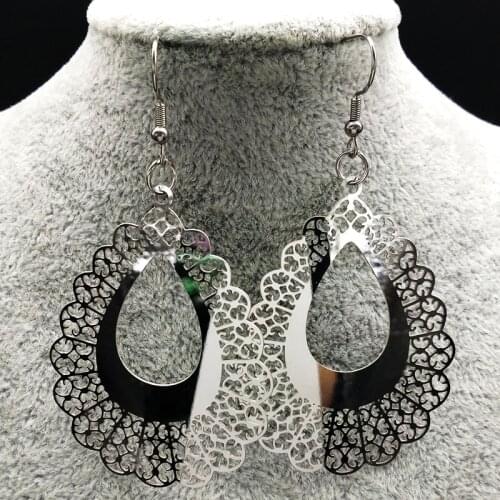 Boheme Stainless Steel Earrings for Women Jewelry Silver Color Big Earrings Jewelry pendientes grandes mujer E1515S04