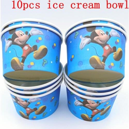 10PCS/LOT MICKEY ICE CREAM CUPS KIDS BIRTHDAY PARTY SUPPLIES MICKEY MOUSE HAPPY BIRTHDAY PARTY ICE CREAM BOWLS