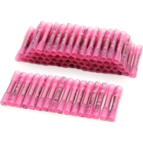 100/50PCS Waterproof Electrical Wire Terminal Heat Shrink Butt Crimp Terminals Insulated Seal Wire Connectors 22-16 AWG