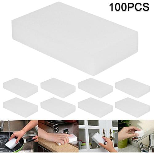100 Pcs Cleaning White Magic Sponge Eraser Melamine Sponge Cleaner Cleaning Sponge for Kitchen Bathroom Cleaning 100x60x20mm