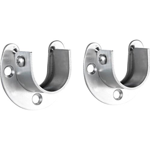 2pcs Closet Pole Sockets Set of 2pcs U-shape Rod Socket Flange Stainless Steel Rod Support U Shaped Closet Rod Holder Support