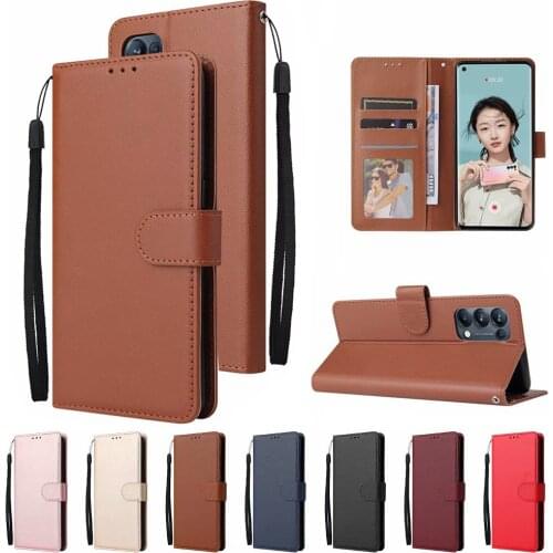 3 card Photo frame Flip Case For OPPO Reno 5 Pro Reno 4 Lite 4 Z 5G 2 PU Leather Wallet Holder cover for Find X3 Pro Lite X2 Pro