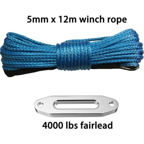 5mm*12m ATV winch line with 4000lbs fairlead, winch cable, winch rope for auto parts