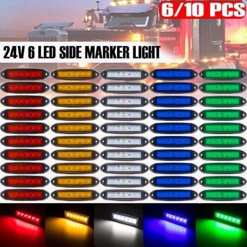 6/10pcs 6 SMD LED Car External Lights Side Marker Indicator Trailer Light Rear Side Lamp Auto Car Bus Truck Lorry 24V