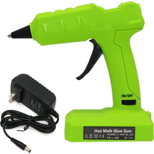 7.4V 40W Cordless Glue Gun 2000mAh Li-ion Battery Rechargeable Hot Gun with 7mm Glue Sticks Home Craft Repair Tools