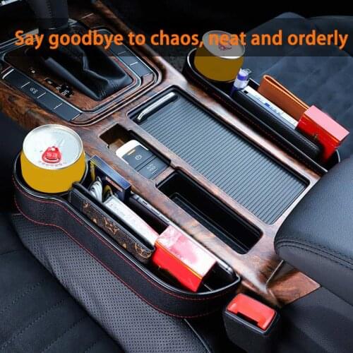 Car Seat Gap Slit Pocket Catcher Organizer PU Leather Storage Box Phone Wallet Bottle Cups Holder Auto Car Interior Accessories