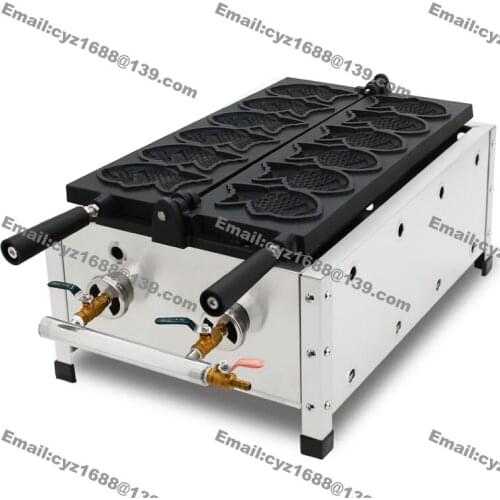 Free Shipping Commercial NonStick LPG Gas 6pcs Fish Waffle Taiyaki Maker Baker Machine Iron