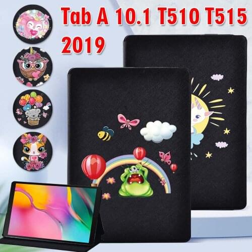 Tablet Case for Samsung Galaxy Tab A 10.1 Inch 2019 SM-T510 SM-T515 PU Leather Cover Case + Free Stylus