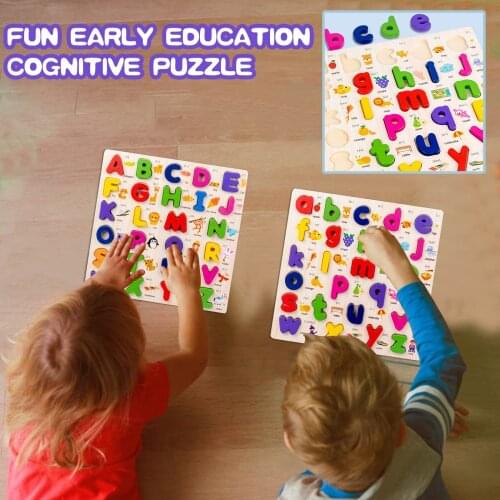Childrens 3D Puzzled Toys Alphabet Cards Games with Wooden Number ABC Letters–Homeschool Early Educational Puzzle Toy Games