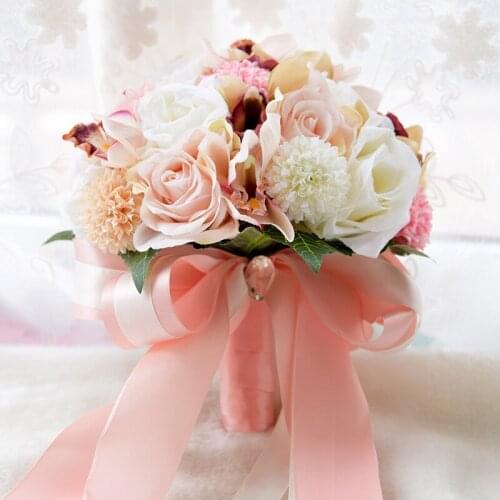 DIA 24CM HOT European American Pink Hand Work Artificial Wedding Flower Bouquet Fashion Christmas Festival Ornament Flower Gift