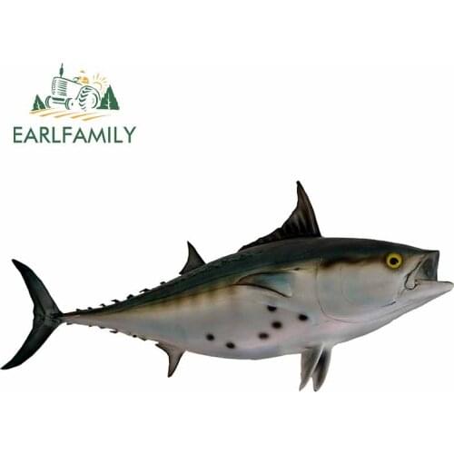 EARLFAMILY 13cm x 6.1cm 3D Car Sticker Katsuwonus Pelamis Fishing Decal Boat Kayak Decals Car Truck Motorcycle Car Styling