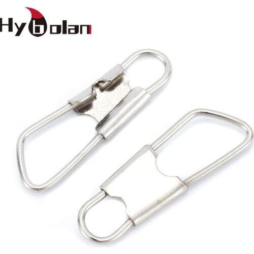 HYBOLAN 50pcs Fishing Lure Connector Clip Snap Pin Lock Stainless Steel Interlock Safety Tackle Accessories Pesca Size 00# To 3