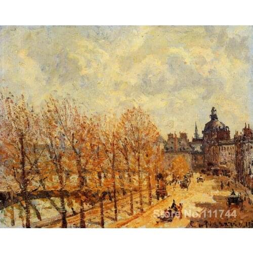 Handmade Oil Painting The Malaquais Quay in the Morning Sunny Weather by Camille Pissarro decorative art High quality