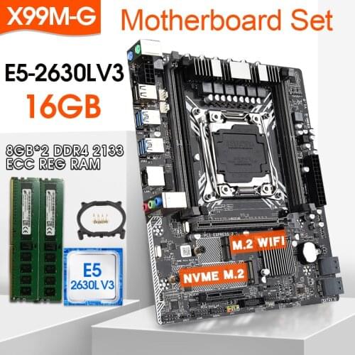 X99 motherboard set with Xeon E5 2630LV3 LGA2011-3 CPU 2 X 8GB =16GB 2133MHz DDR4 memory NVME M.2 slot