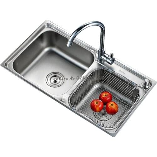 Kitchen Sink Double-bath Household 304 Stainless Steel Dish Sink Sink Vegetable Basin Manual Thickened Sink Vegetable Basin