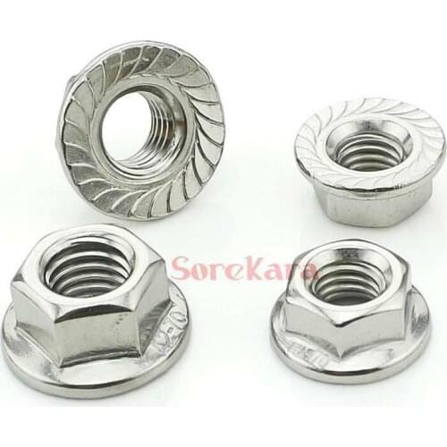 M3*0.5 M4*0.7 M5*0.8 M6*1.0 M8*1.25 M10*1.5 M12*1.75 304 Stainless Hex Head Serrated Spinlock Flange Nuts