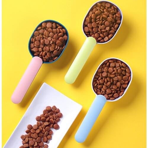 Multifunctional Dog Food Spoon Pet Feeding Spoon with Sealed Bag Clip Creative Curve Measuring Cup Dog Feeder Spoon Pet Supplies