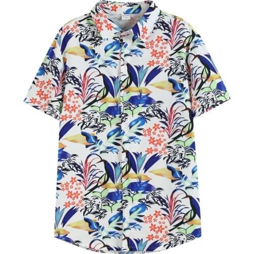 Mens Print Summer Hot Sell Beach Shirt Fashion High Quality Short Sleeve Floral Loose Casual Hawaiian Shirts