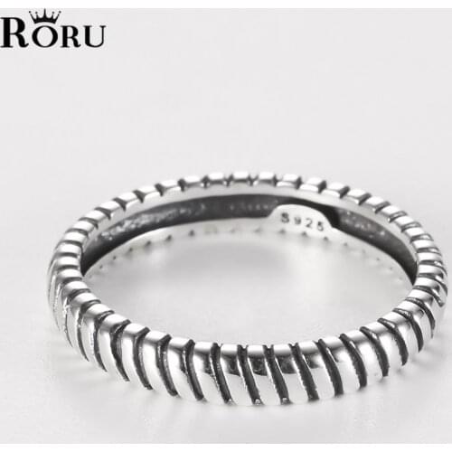 Real 925 Sterling Silver Retro Thai Twill Finger Rings for Women Men Couples Stack-able Engagement Party Jewelry Accessories