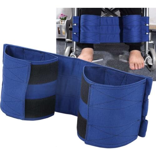 Wheelchair Footrest Non-Slip Adjustable Leg Restraint Strap Seat Belt (Blue Average Size) Anti-Slip Leg Strap Care Brace Support