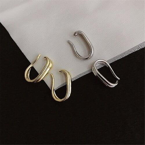 NEW Fashion Contracted Temperament Joker Double Metal Ear Bones Clip Without Ear Pierced Earrings Women