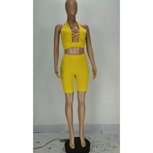 2021 New 2 Piece shorts Pants Outfit Stretchy Two Piece Set Women Clothing Solid Two Piece short Woman Outfit Set