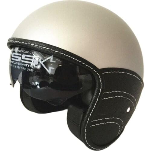 New Motorcycle Half Helmet Cruiser 3/4 Open Face Scooter Vintage DOT + Visors +inner dark lens Mate Black XS S M L XL