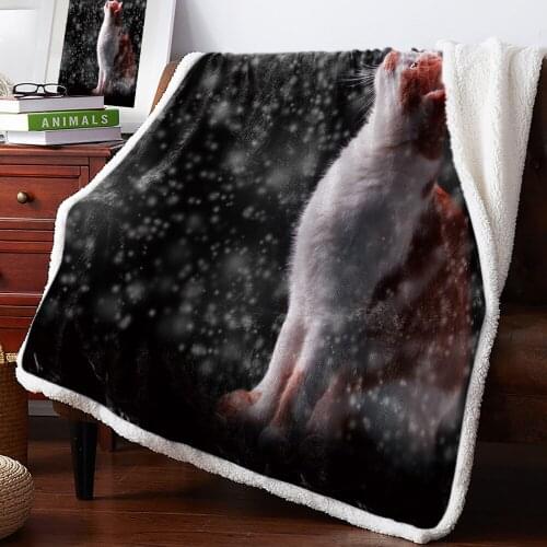 Cat Looking Up Snow Warm Soft Blanket Office Sofa Plush Blanket Bedspreads Quilt Drop Ship