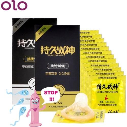 OLO 12 Pieces Ultra Thin Condoms Contraception Condom Delay Ejaculation Thread Ribbed G Point Penis Sleeve Sex Toys for Men