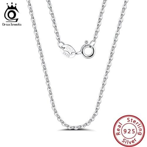 ORSA JEWELS 100% Real 925 Sterling Silver Female Necklace O-chain 45cm Women Necklace Simple Fashion Jewelry Collocation SC20