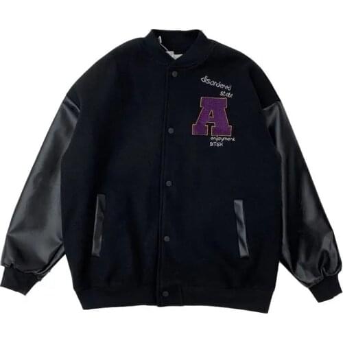 Autumn and winter Harajuku style baseball uniform jacket cotton men and women pure cotton loose stitching embroidery jacket tide