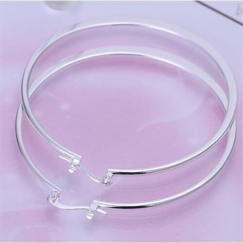 ESE043 Popular Silver Color Earrings For Women 925 Jewelry Christmas Fashion Jewelry Flat Round Earrings E043 /awfajnma