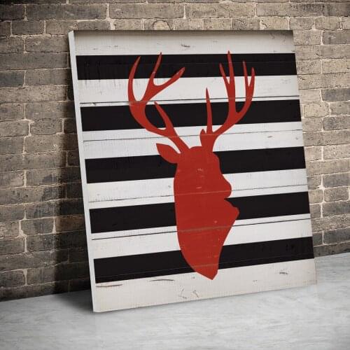 Framed Striped Deer Plaid Christmas Posters Canvas Paintings Wall Art Canvas Prints Pictures Kids Room Home Wood Inner Frame