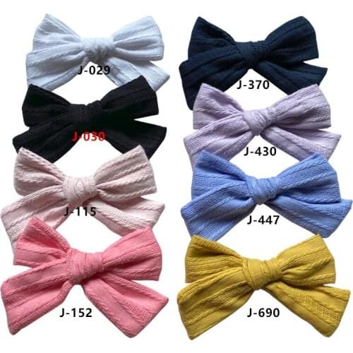 Bulk 48pc/lot Boutique 3.2inch Ribbed Bows Hair Clips, Girls Solid Cotton Bows Nylon Headband,Baby Knotbow Kids Hair Accessories