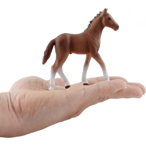 Realistic 1pc 12CM Wild Zoo Farm Hanover Baby Horse Model Action Figure Children Toys Collectibles Gife For Children