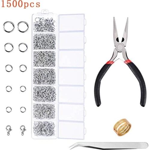 1500Pcs Silver Jump Rings with Lobster Clasps and Jewelry Pliers for DIYCraft Jewelry Making Supplies Findings and Necklace Repa