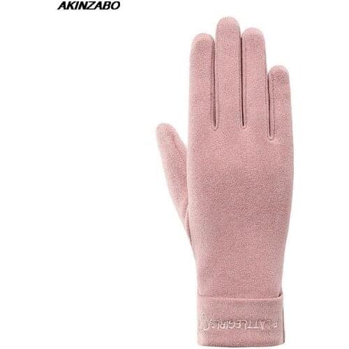 Cute Elegant Love Embroidery Warm Gloves Ladies Velvet Thick Touchscreen Mittens Women Windproof Womens Winter Gloves