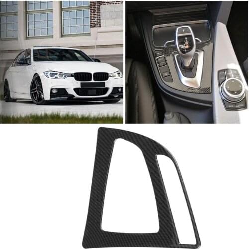 Carbon Fiber Car Styling Inner Control Gear Shift Panel Water Cup Holder Cover Trim strip sticker ForBMW 3 Series F30 GT F34