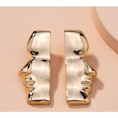 TARCLIY New Geometric Human Face Abstract Contour Stud Earring Fashion Creative Thick Metal Exaggerated Women Party Jewelry