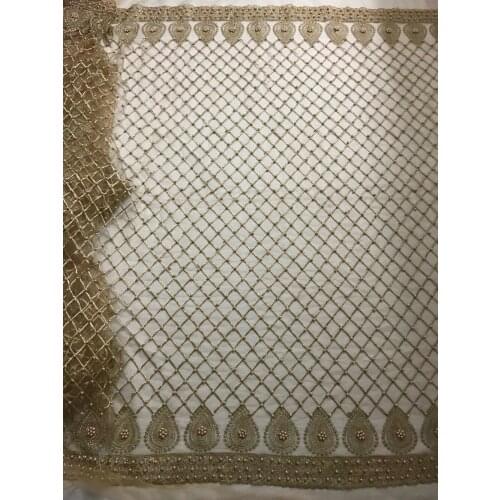 Yaking-5618 white glass beads embroidery french net lace fabric for wedding dress/evening dress ship by dhl