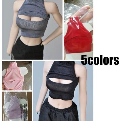 1/6 Female Clothes Bare Shoulders Open Chest Short Tight T-Shirt 5colors Fit 12" Female TBL UD Body