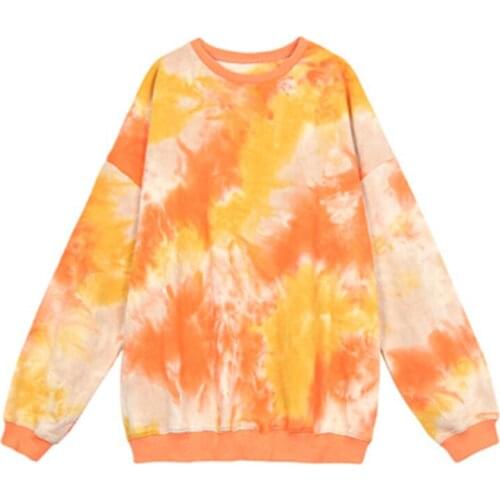 Sweater Women Printed crew neck Colour Sweaters Fashion trend European and American street style tie-dye thin womens top new
